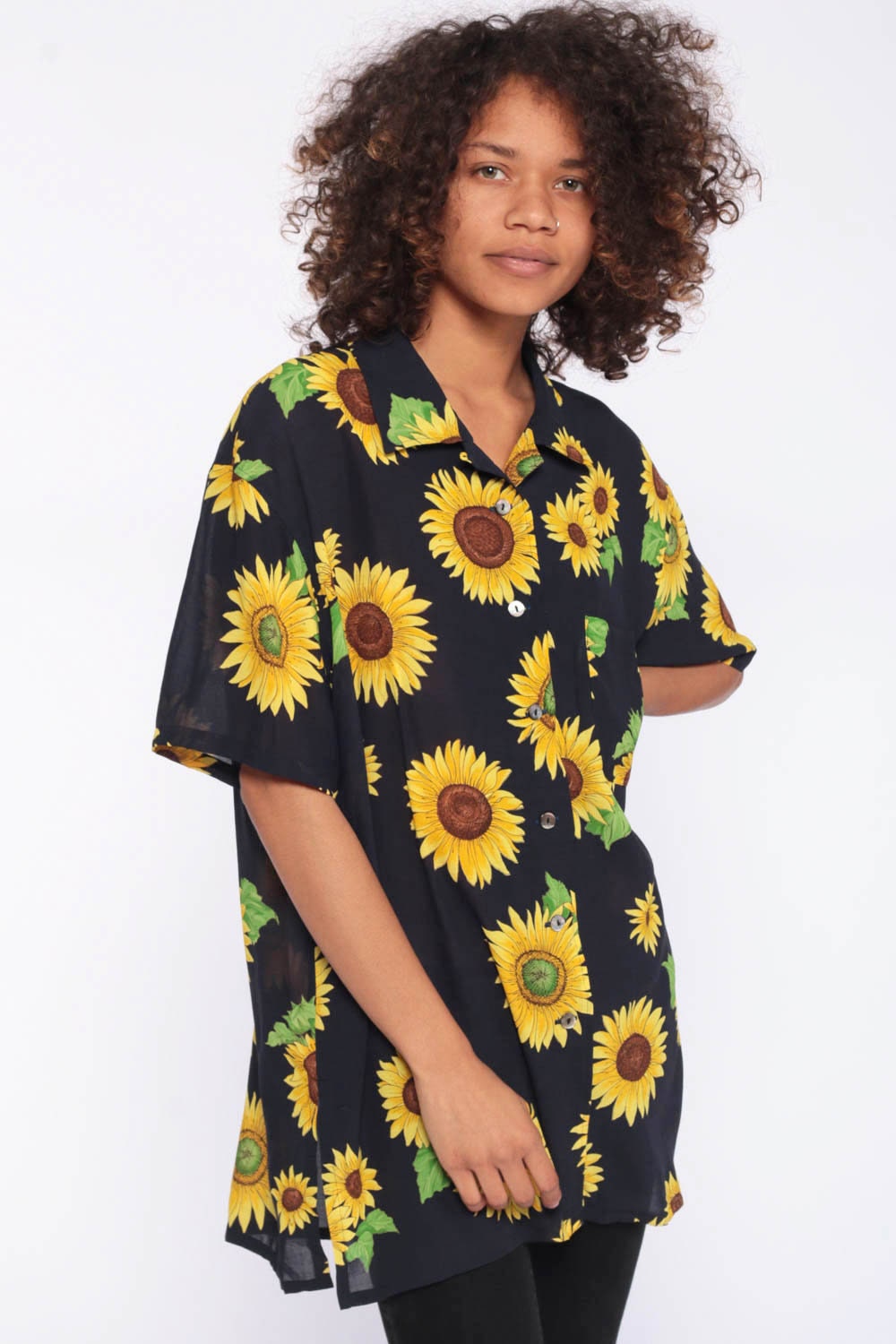 sunflower button up shirt