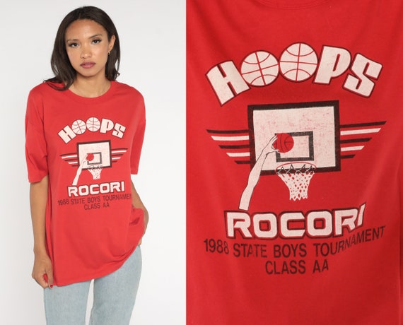 Rocori Hoops Basketball Shirt 80s Minnesota High School T-Shirt 1988 State Boys Tournament Champs Graphic Tee Vintage 1980s Extra Large xl