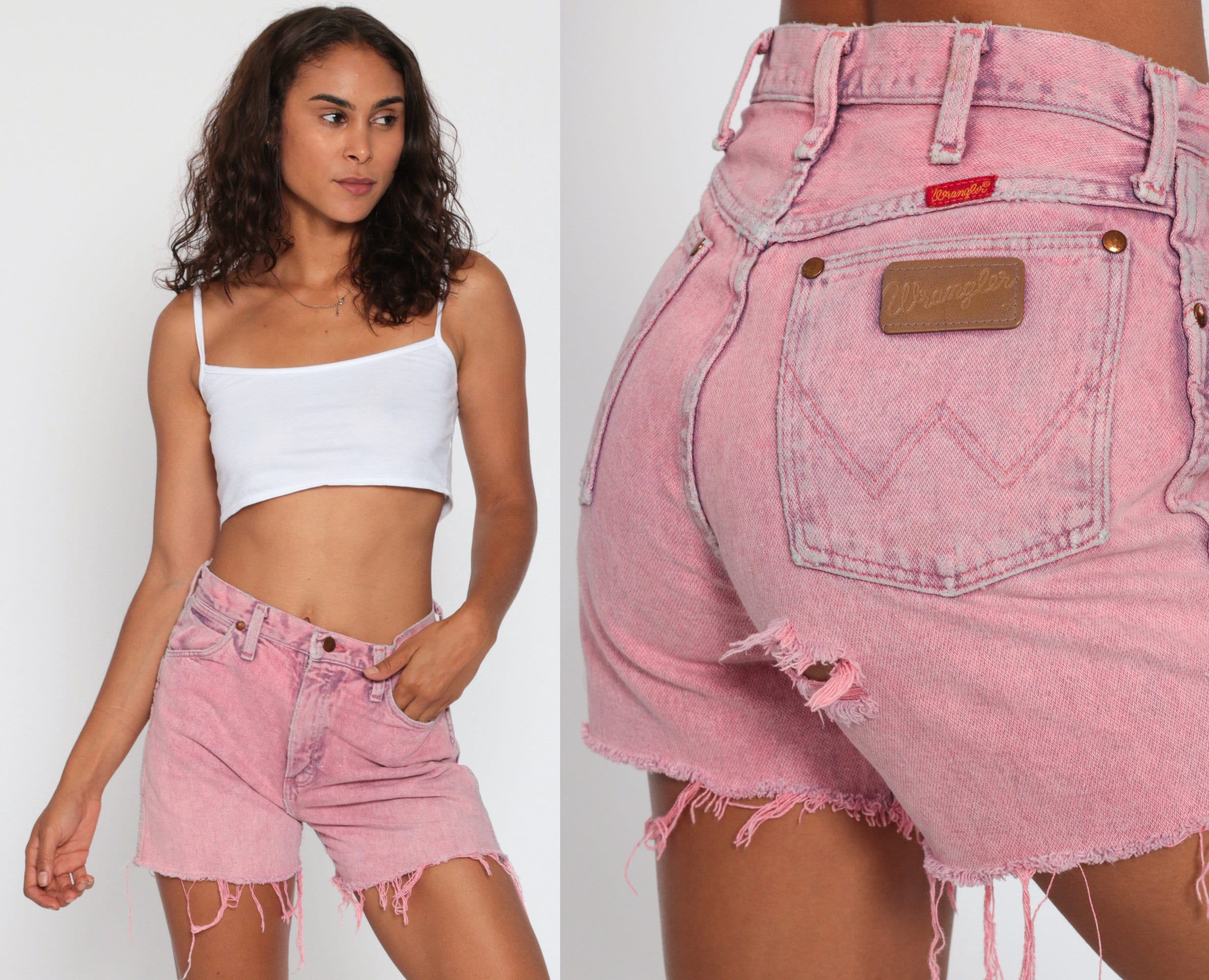 pink cut off shorts
