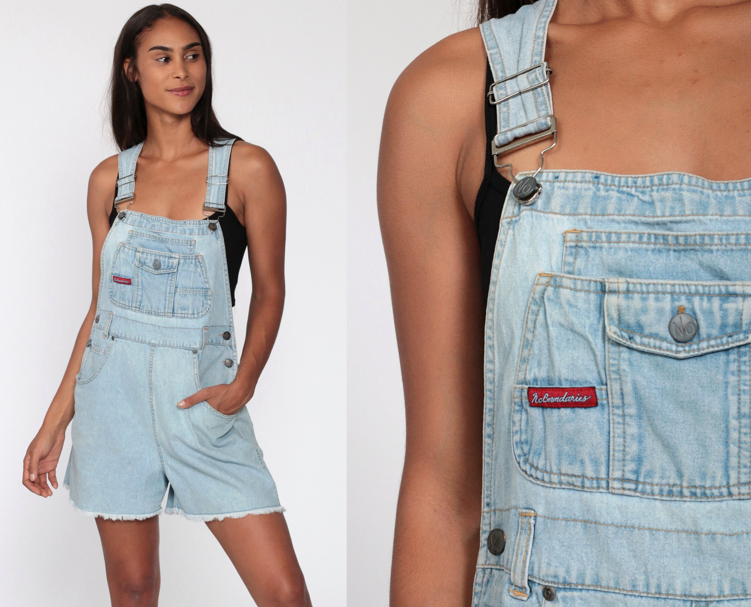 vintage shortall light blue denim overalls