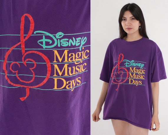 90s Disney T Shirt Magic Music Days Shirt Purple Graphic T Shirt Vintage Walt Disney World Resort Shirt Extra Large xl