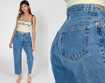Mom Jeans Y2K High Waisted Rise Jeans Retro Blue Denim Ankle Pants Relaxed Straight Tapered Leg Retro 00s Vintage The Gap Medium M 31 X 29