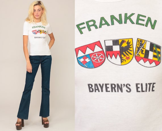 Germany Shirt FRANKEN, BAYERN'S ELITE Retro TShirt Deutschland German Shirt Vintage T Shirt Graphic Print 80s Travel Tee Extra Small xs