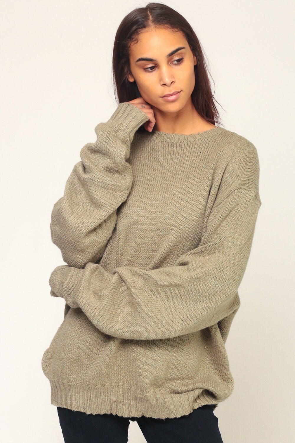 Ralph Lauren Sweater 90s Polo Sport Cotton Knit Taupe Slouchy Preppy ...