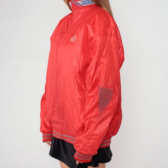 Red Bomber Jacket 90s Sourico Jacket Zip Up Windb… - image 6