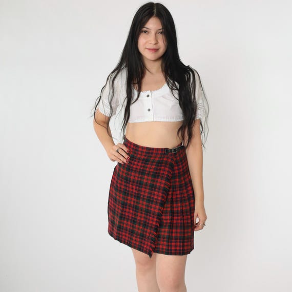 High waisted plaid skirt in spanish hotsell