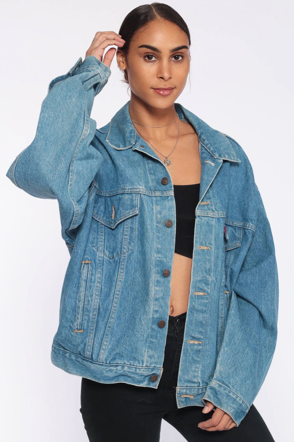Levi's Denim Jacket xl -- USA Jean Jacket 80s Levis Denim Jacket Trucker Blue Levi Coat 1980s