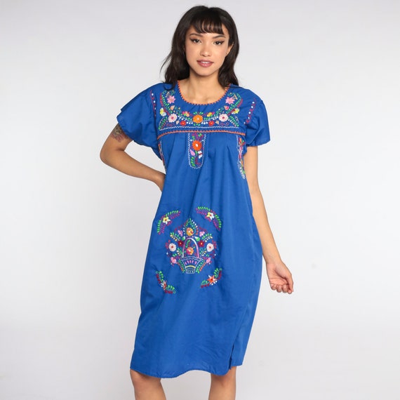 Floral Mexican Dress EMBROIDERED Midi Dress Hippi… - image 3