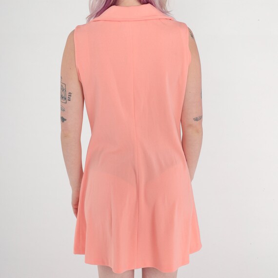 Peach Mod Mini Dress 60s 70s Shift STEWARDESS Dre… - image 8
