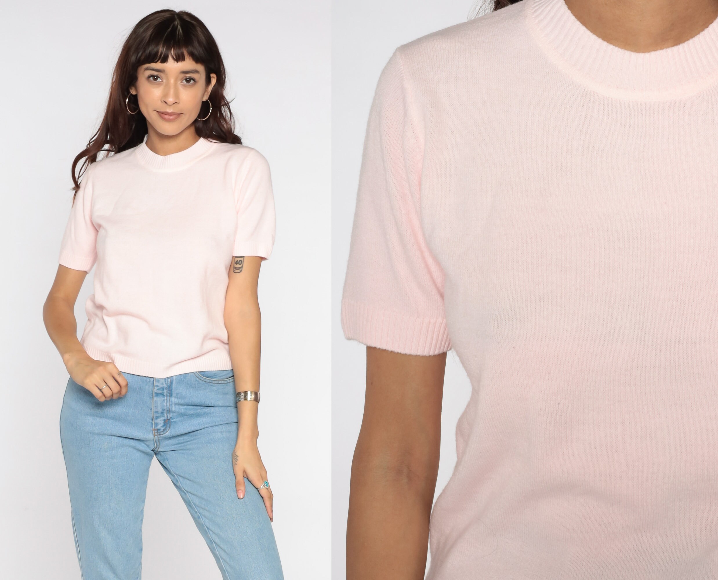 Baby Pink Sweater Shirt 80s Short 