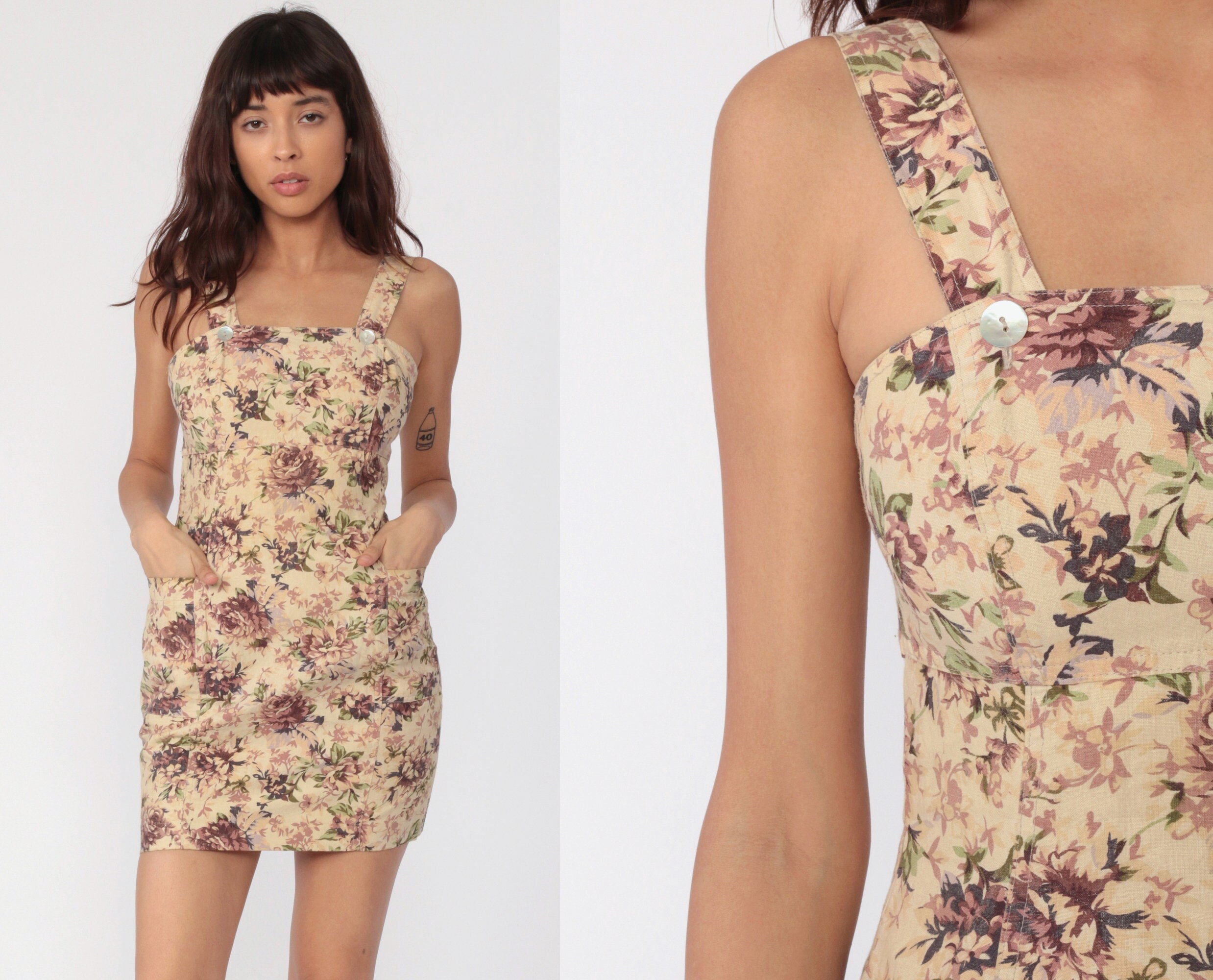 90s Floral Jumper Dress Mini Sundress 