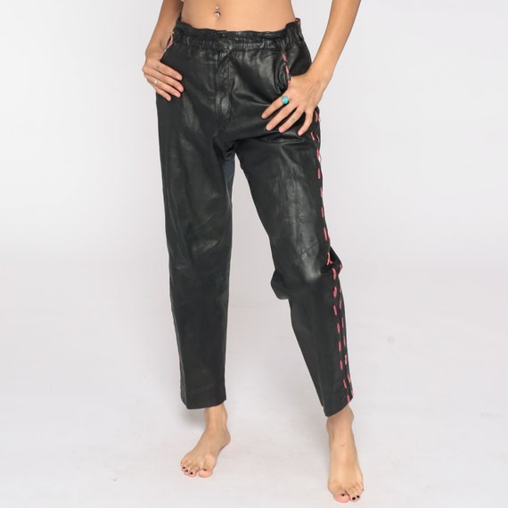 80s Leather Pants Black Leather Pants High Waisted Pants Tapered Biker Pants  80s Trousers Vintage Club Party High Waist Medium -  Canada