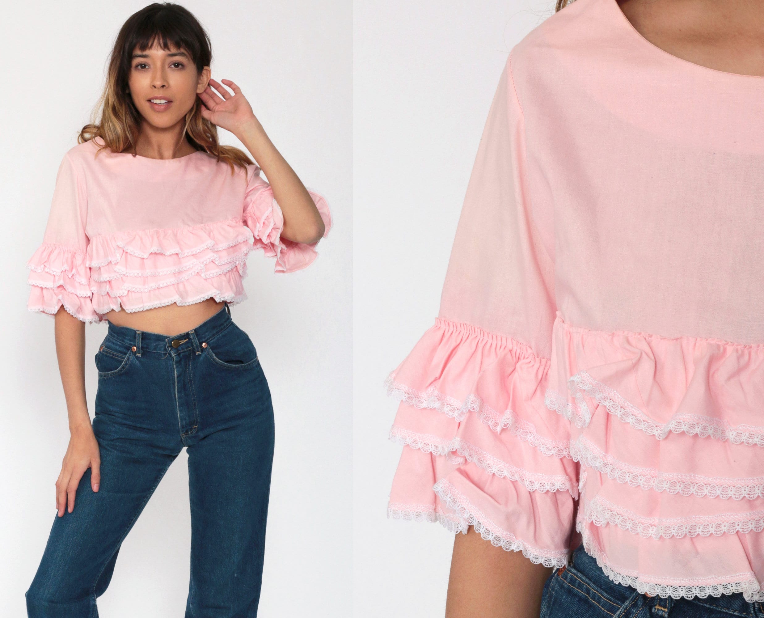 baby pink ruffle top