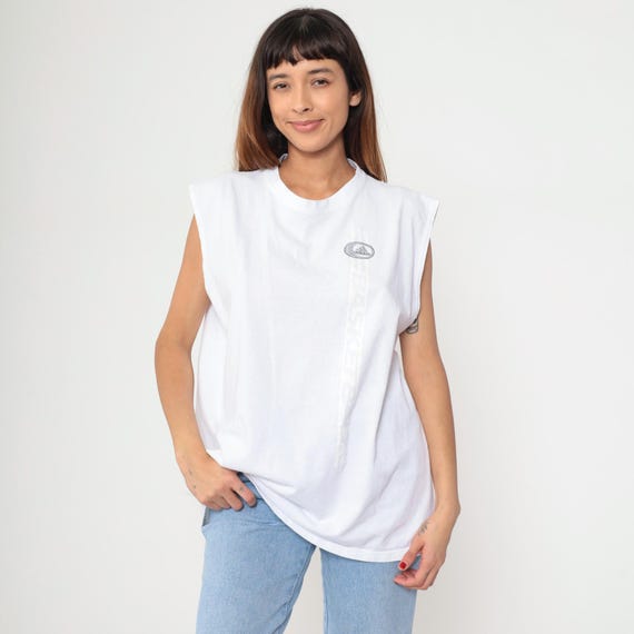 Adidas Basketball Tank Top Y2K White Sleeveless Athletic Jersey Cotton Sporty Streetwear Vintage Athleisure Active Minimal Extra Large XL