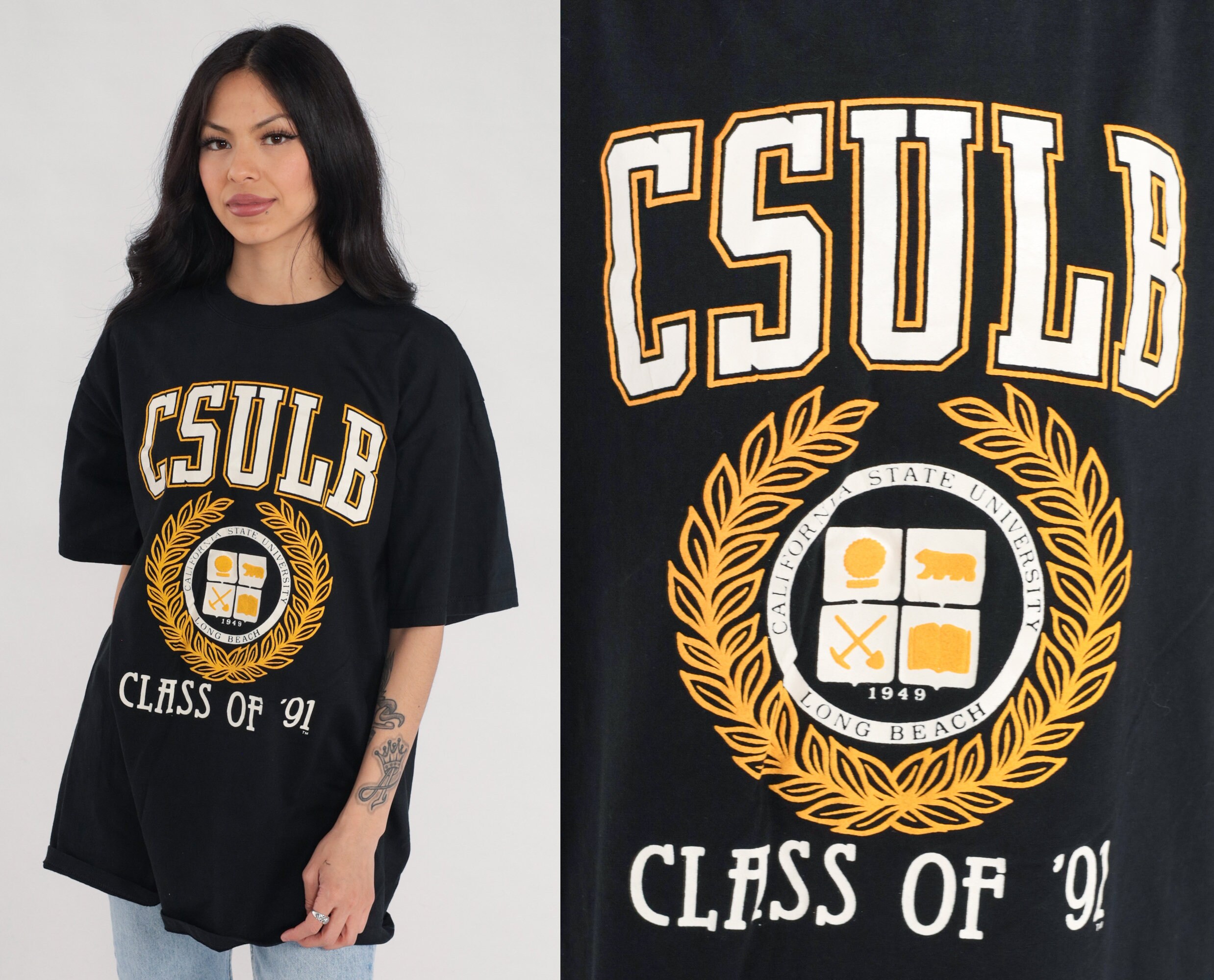 1991 CSULB Shirt 90s California State University Long Beach Shirt Class of 91 College Tshirt Graphic T Shirt Vintage Black Extra Large Xl Etsy Ireland