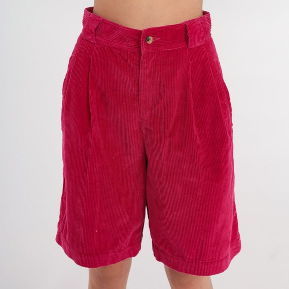 Pink Corduroy Shorts 90s Pleated High Waisted Sho… - image 3