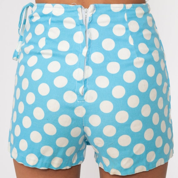 60s Skort xxs -- Blue Polka Dot Skirt Mod Mini Sk… - image 6