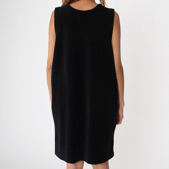 Black Shift Dress 90s Mini Dress V Neck Plain Sle… - image 7