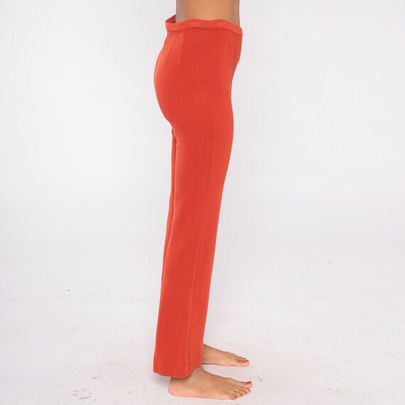 Red-Orange Wool Pants 70s Bell Bottom Trousers Mo… - image 5