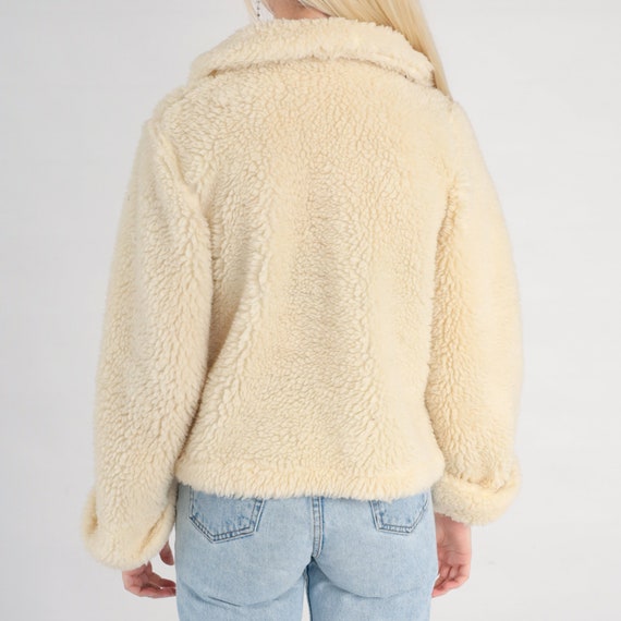 Cream Shearling Jacket 90s Faux Fur Coat Sherpa Fleec… Gem