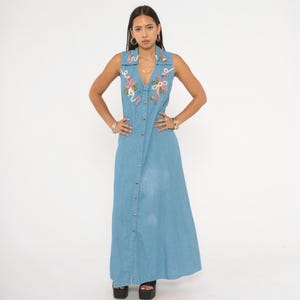 Floral Denim Dress - Etsy Floral Denim Dress - Etsy