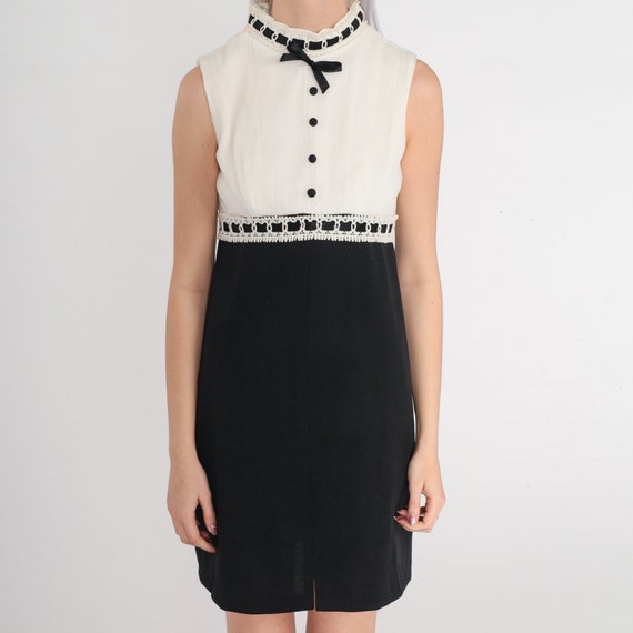 60s Party Dress Black and White Mini Cocktail Dre… - image 8