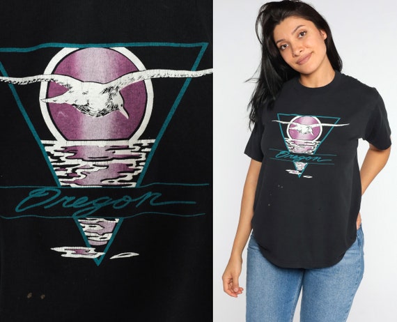 Oregon T Shirt Graphic Seagull TShirt 80s Vintage… - image 1