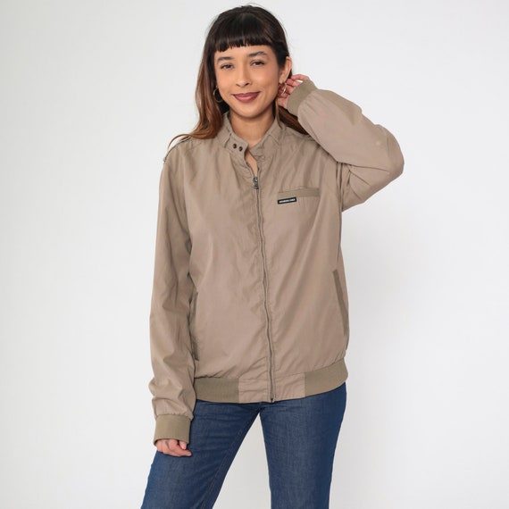 Tan Members Only Jacket 90s Zip Up Windbreaker Bomber Cafe Racer Lightweight Shell Streetwear Stranger Things Khaki Vintage 1990s Mens Large