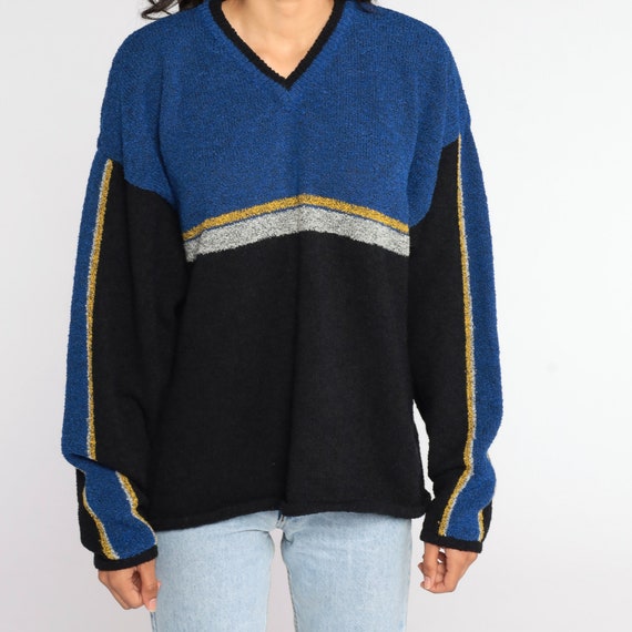 Black Striped Sweater 90s Sweater Color Block Woo… - image 5