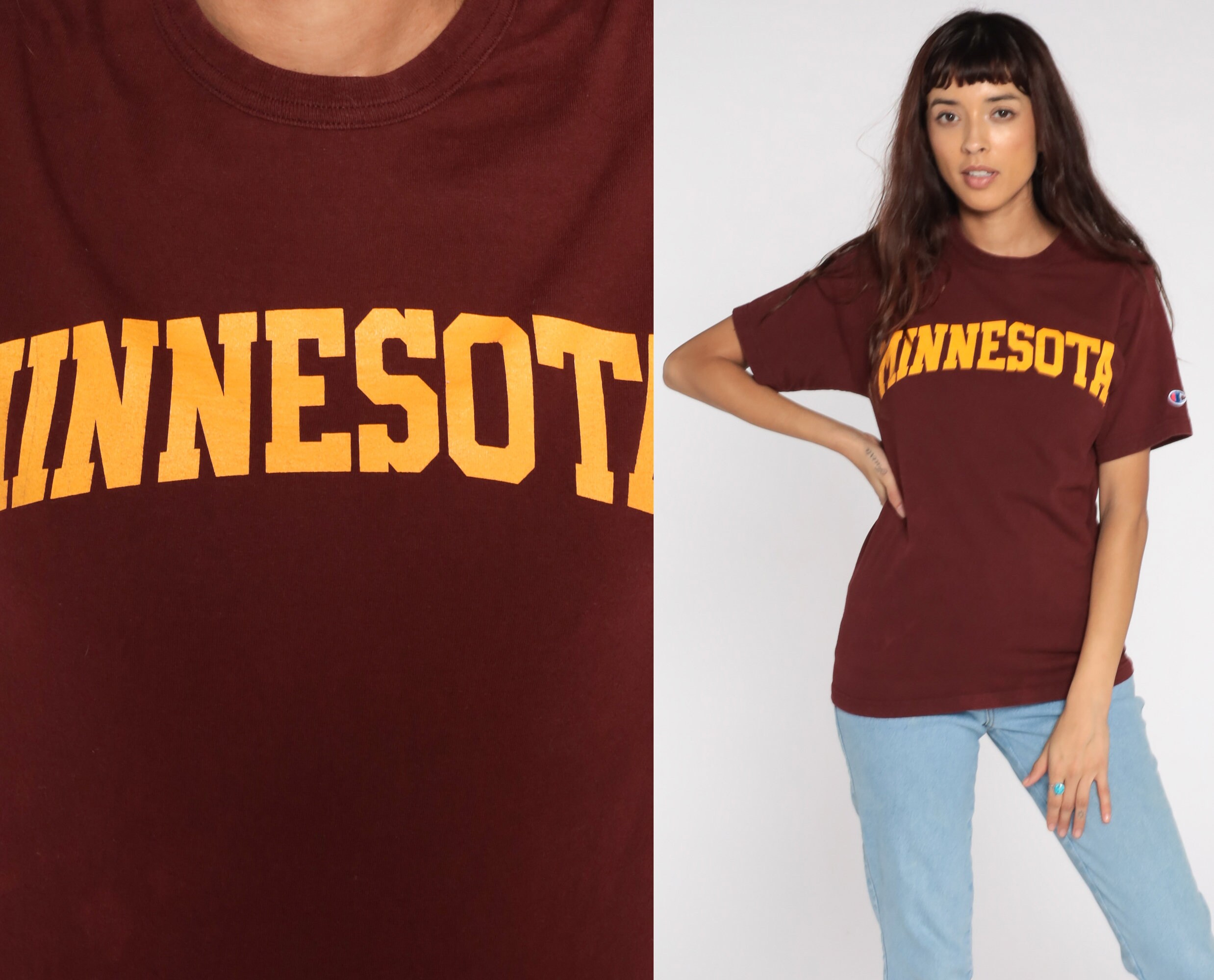 University of Minnesota Shirt Burgundy Champion Shirt 90s Tee Shirt ...