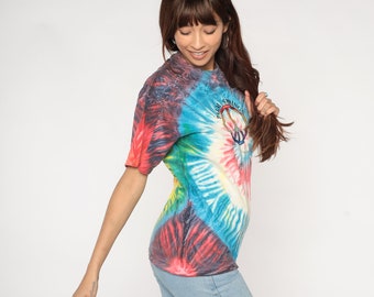 Palm Springs Shirt Y2K Tie Dye T-shirt Embroidered Peace