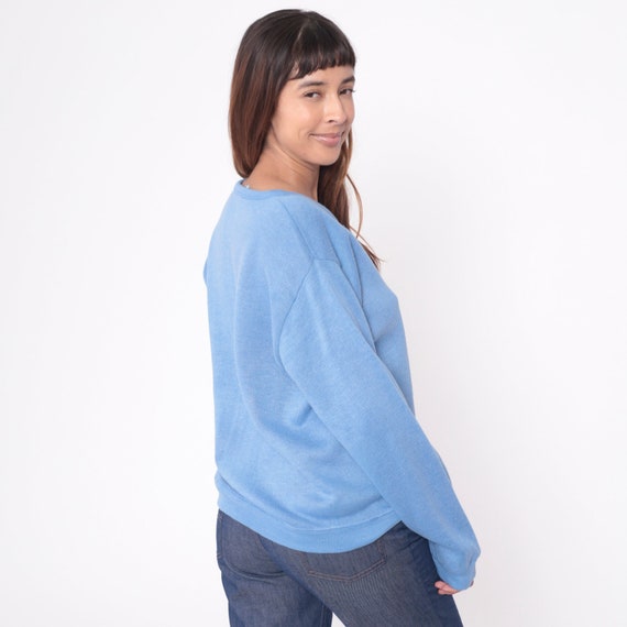 Light Blue Sweater 80s V Neck Knit Pullover Sweat… - image 6