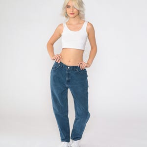 90s Mom Jeans Dark Wash High Waisted Jeans Chic Retro Straight Tapered Leg Denim Pants Streetwear Vintage 1990s Medium