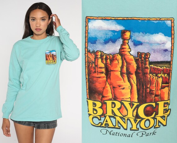 Bryce Canyon Shirt National Park Shirt 00s Utah TShirt Nature Shirt Vintage Graphic Shirt 2000s T Shirt Mountain Long sleeve Mint Medium