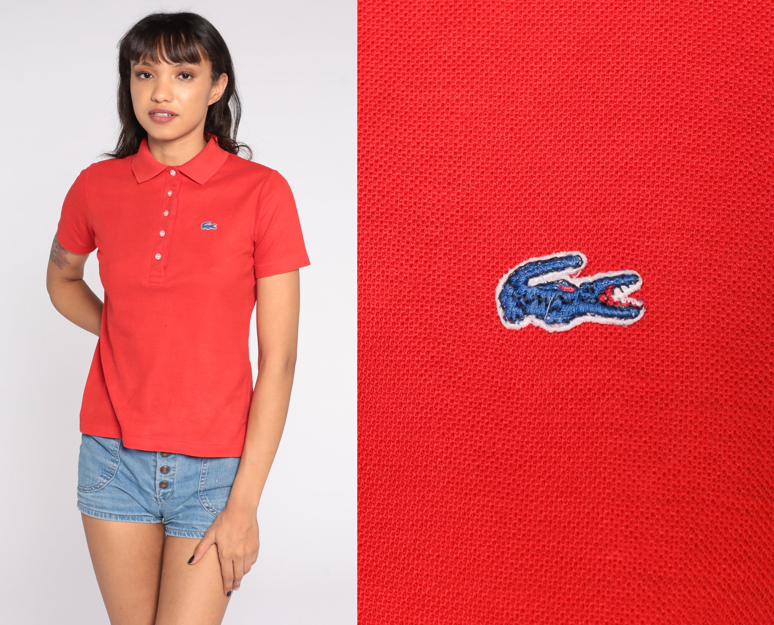 Lacoste Shirt Red Shirt Top CROCODILE Short -