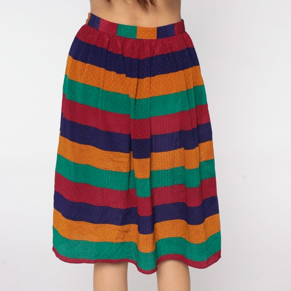 Rainbow Skirt 80s Striped Midi Skirt Boho High Wa… - image 6