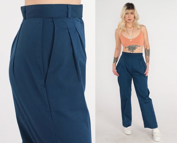 Pleat-Front Tapered Trousers - Navy
