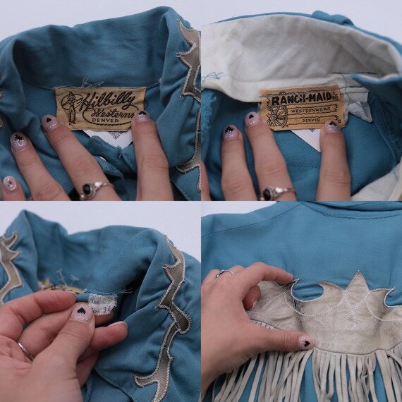 Vintage 1950s Hillbilly Western Two Piece Set Lea… - image 9