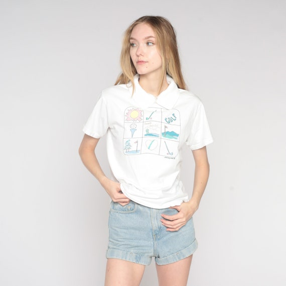 90s Golf Shirt Mesquite Country Club Collared T Shirt Retro Preppy Golfing Tshirt Golfer Sun Cactus Heart Graphic Tee 1990s Vintage Medium M