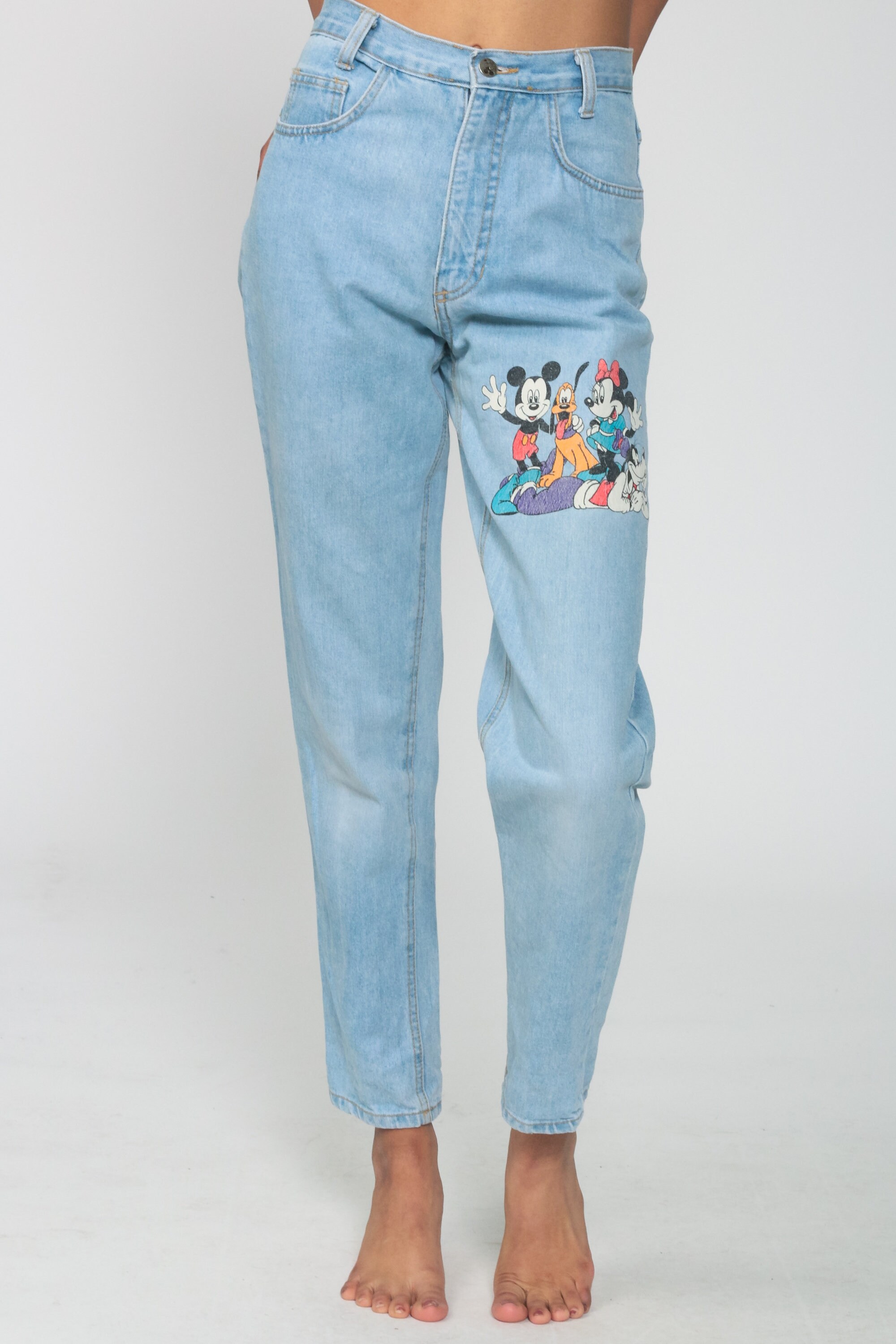 Mickey Mouse Jeans xs 2 Jerry Leigh 90s Disney Jeans Mom Jeans High Waisted Tapered Leg Denim 