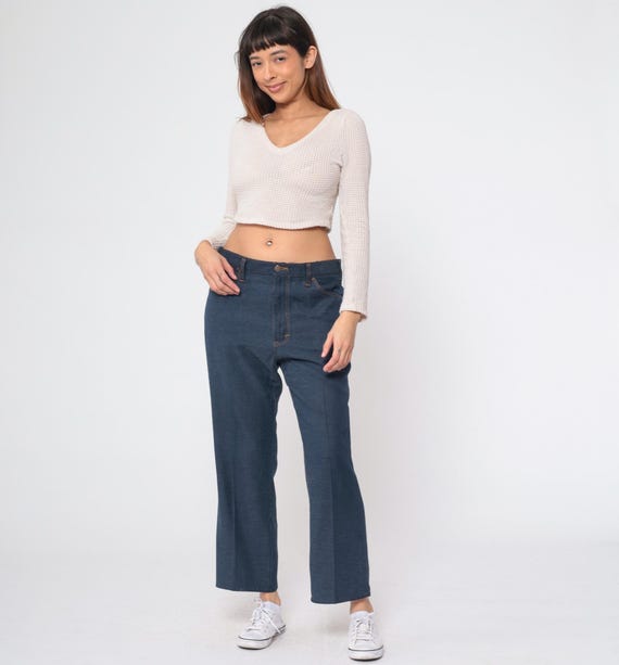 Vintage Dickies Jeans 80s Dark Wash High Waisted Jeans Bootcut Hippie Boho 1980s Denim Pants Dark Blue Branders 36 x 32 Medium