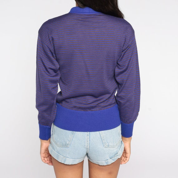 Purple Sweater Pullover Sweater Striped Sweater 8… - image 7
