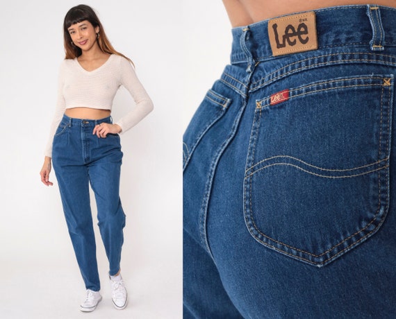 Pleated Lee Jeans 90s Denim Pants High Waist Jean… - image 1