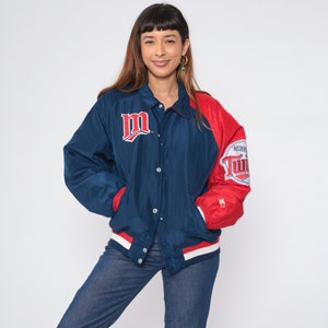 Vintage Minnesota Twins Jacket 90s MLB Baseball Jacket Starter Snap Up Button Varsity Bomber Sports 1990s Vintage Blue Red Men&#39;s Medium