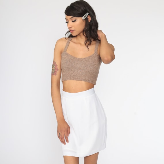 90s White Mini Skirt Rampage Skirt Y2K 1990s Vintage Wiggle Pencil Skirt High Waisted Miniskirt Secretary Plain Nineties Extra Small xs