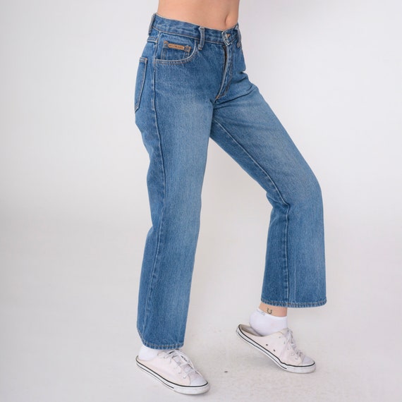 Flared Blue Jeans 90s Y2K Mid Rise Jeans Denim Retro Basic Pants Streetwear Jeans Ankle Jeans Hot and The Gang Vintage 00s Cotton Small 3