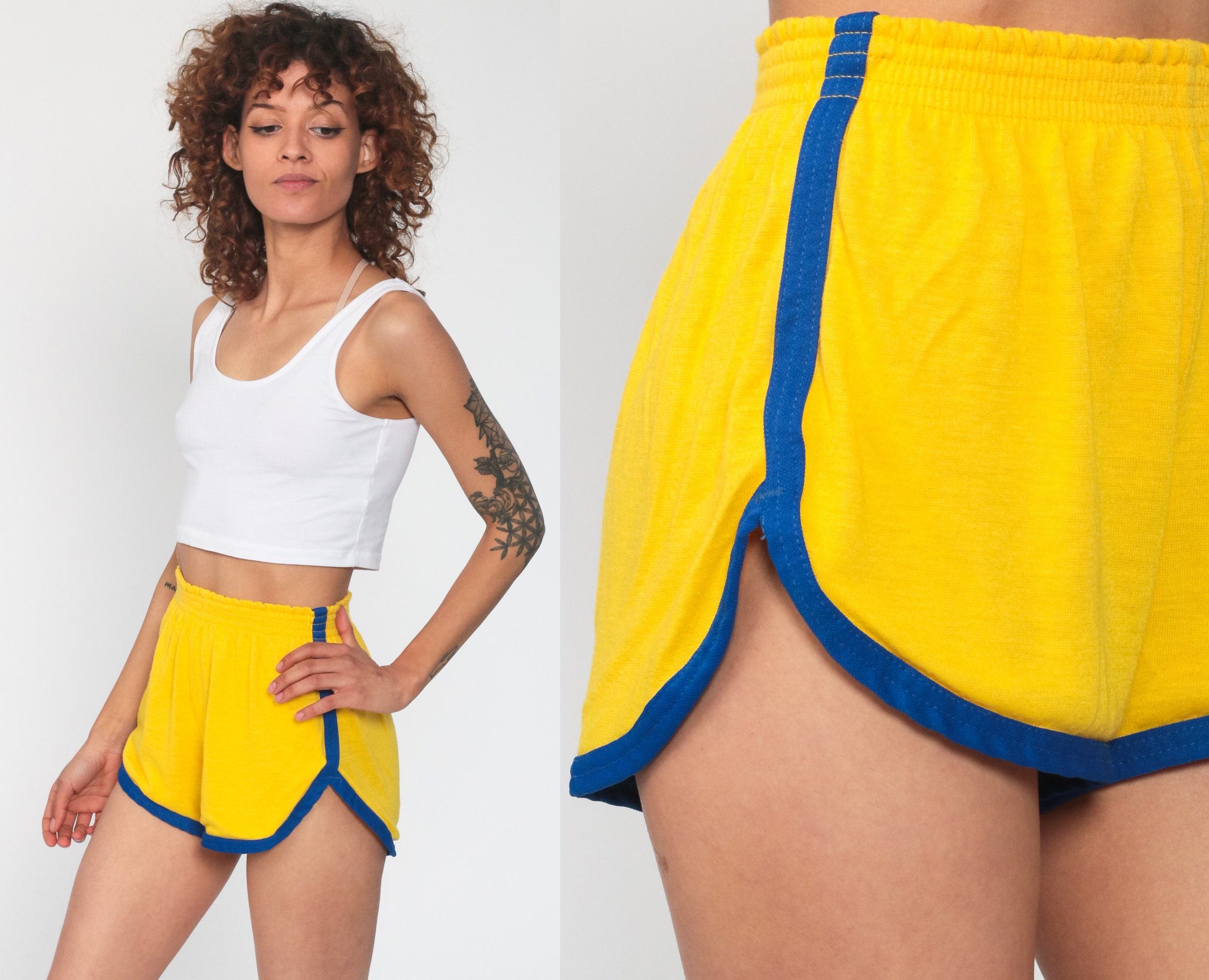 Yellow Gym Shorts Ringer Shorts 80s Running Shorts High Waisted Retro Gym  Shorts Athletic Jogging Shorts 1980s Vintage Small Xs 