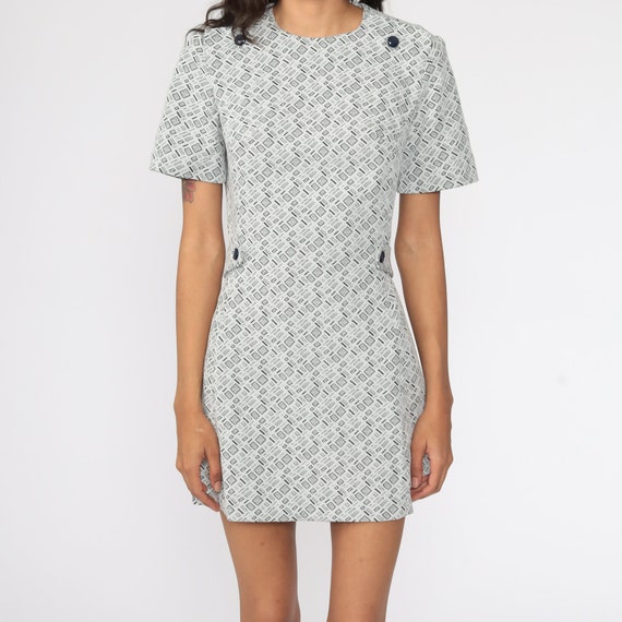 60s Mod Mini Dress Checkered Print Dress Plaid Sh… - image 6