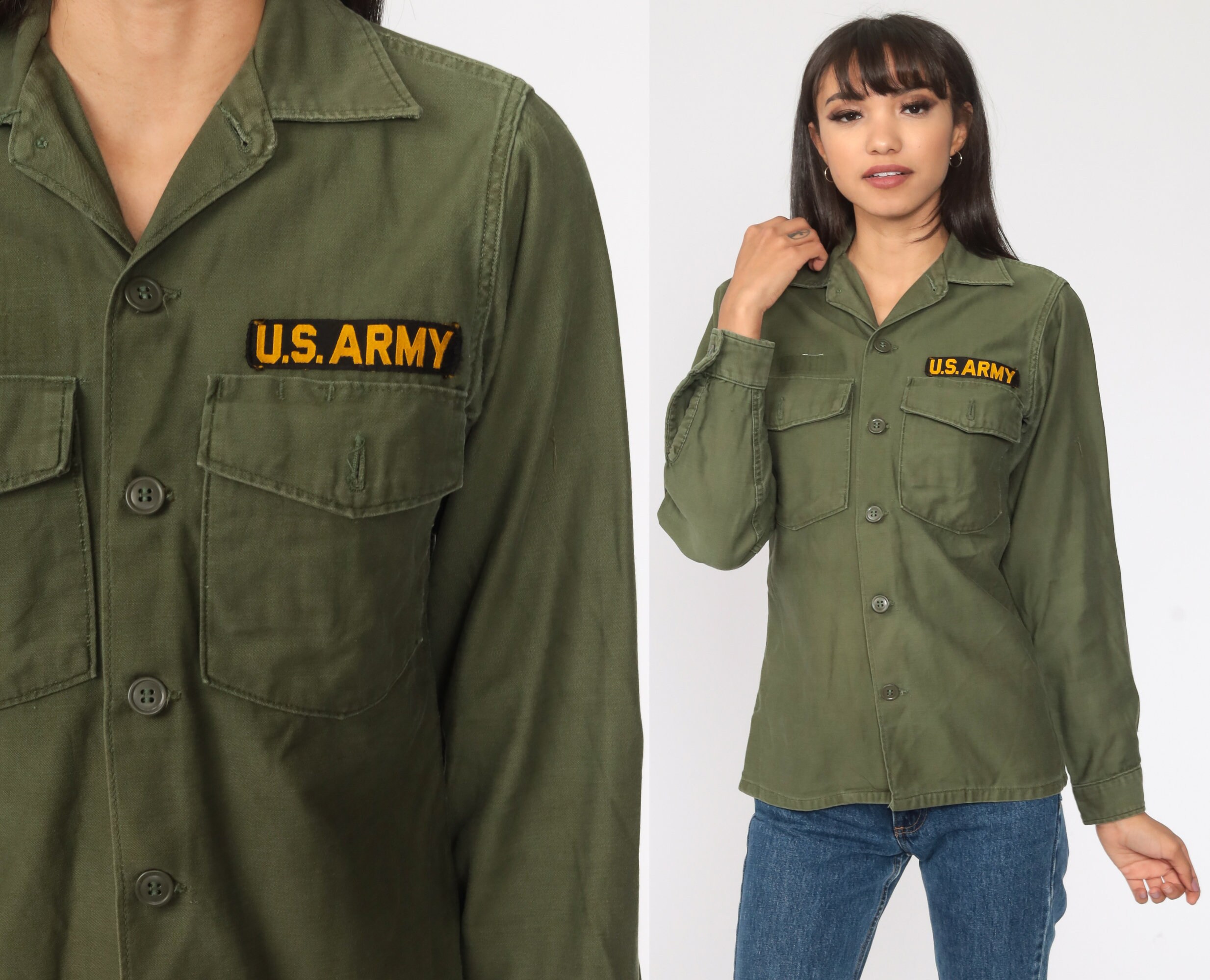 US Army Shirt Olive Drab Green 80s 