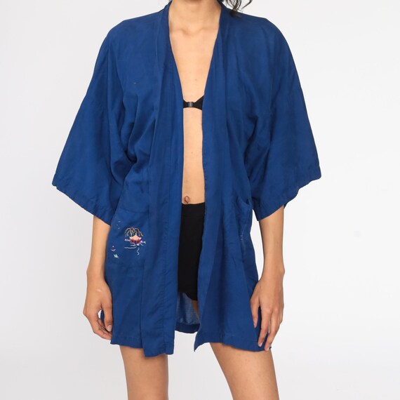 Asian Kimono Robe -- Pagoda Robe Embroidered Dark… - image 8